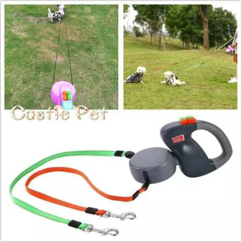 Dog Double Leashes For Two Dogs Secure Safe Pet Stripe Colorful Dog Lead Ropes For All Size Retractable Leash