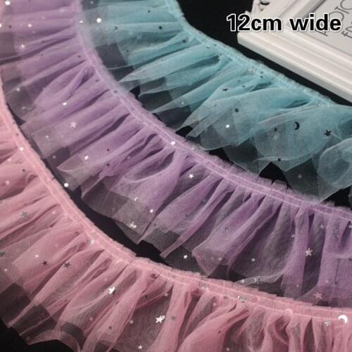 Double Layer Bronzing Little Stars Pleated Lace Children Doll Clothes Fluffy Cake Skirt Lengthened Hem Pet Cat Dog Neck Sewing