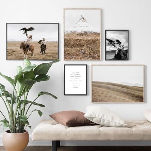 Mountain Eagle Herdsman Quotes Wall Art Canvas Painting Nordic Posters And Prints Landscape Wall Pictures For Living Room Decor
