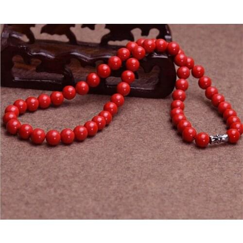 Chinese Natural Red Organic Cinnabar 6-14MM Necklace Beads Charm Jewellery Fashion Man woman Lucky Amulet Gifts New