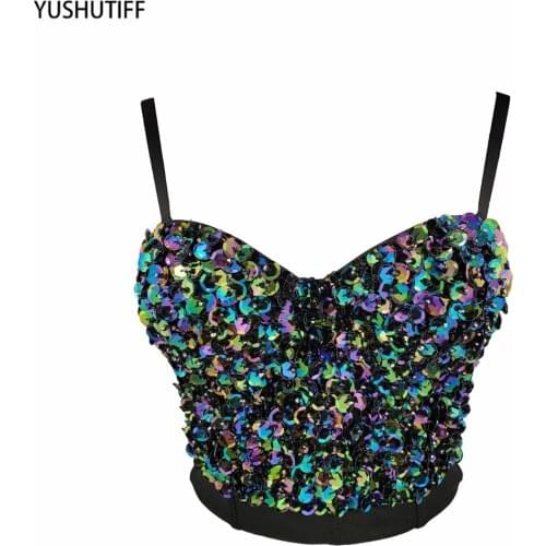 Cami Tops With Built In Bra Female Top Underwear Push Up Bralette 2021 Short Sexy Nightclub Performance Crop Top Women