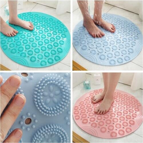 Round PVC Non-slip Bathroom Mat Silicone Shower Bath Mat Foot Brush Dead Skin Point Bead Pad Bath Accessories