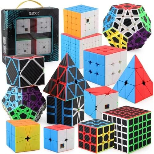 MoYu Cube Gift Box 2x2 3x3 4x4 5x5 Magic Cube SQ-1 Speed Cube Puzzle Game Cube Carbon Fiber Sticker Cubo Present Gift For Kids
