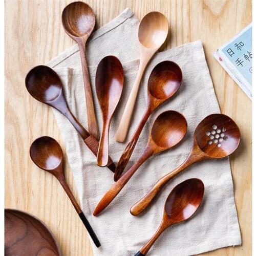 Retro Handcrafted Wooden Long Coffee Tea Spoon Coffee Stiring Good Grips Wooden Coffee Tea Long Handle Mixing Spoons