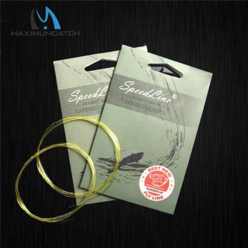Maximumcatch 5pc Flat Butt Leader 9ft/15ft 3X-6X Fully Clear/Yellow With Clear Tip Fly Fishing Leader Line