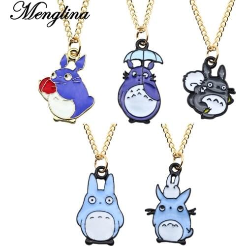 Menglina Fashion Gold Color Metal Chain Enamel Lovely Japan Cartoon Cat Charm Pendant Necklace Chokers Necklaces Women Girl Gift