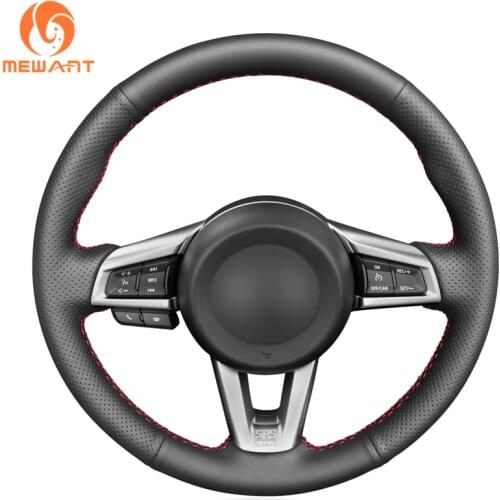 MEWANT Black Artificial Leather Hand Sew Car Steering Wheel Covers for Mazda MX-5 2015 2016 2017 2018 2019 2020