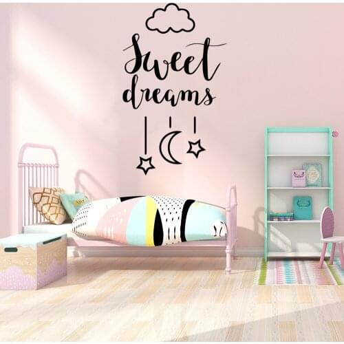 Lovely sweet dreams Wall Stickers Personalized Creative Decor Living Room Bedroom Removable Background Wall Art Decal