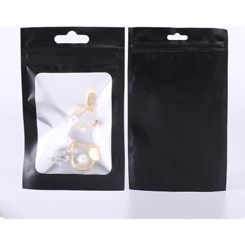 7*10cm Mini Black Matter Zip Lock Bag Small Aluminium Foil Zipp Packagng Bag With Clear Window Jewelry Stortage Bag