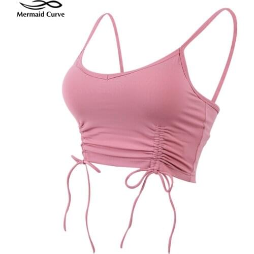 2019 New Fine Shoulder Strap Sports Bras Women Comfort Breathable Yoga Vest Sexy Drawstring Design Women Fitness Sports Bra
