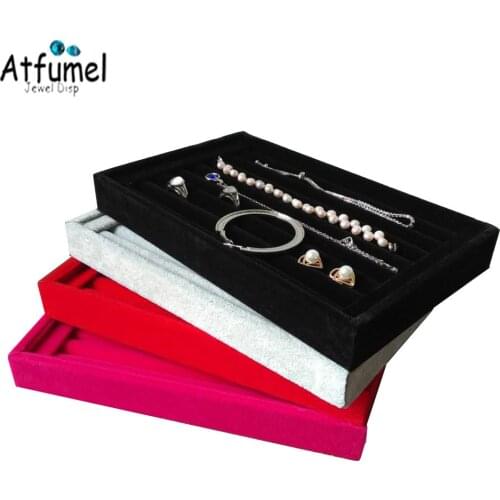 Velvet Ring Earrings Jewelry Organizer Cufflinks Studs Holder Ear Display Tray Women Earrings Rings Men Cufflink Storage Case