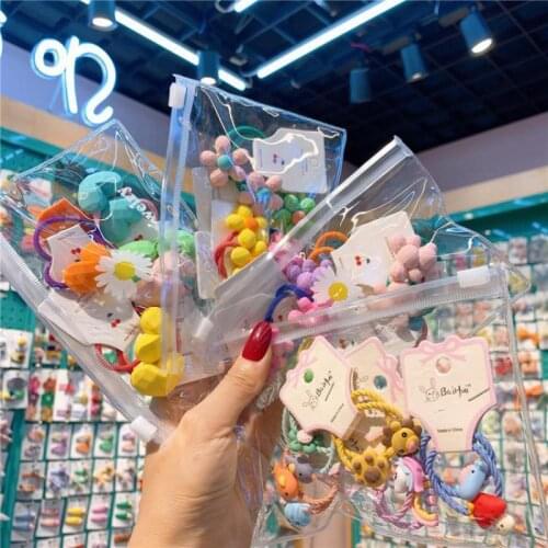 10 Piece Cute Cartoon Hair Accessories Set Small Flowers Elastic Hair Bands Kids Children Hair Rope Hair Ring Toddlers Headdress