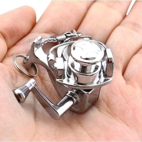 1Pcs Alloy Fishing Reel Drum Pendant Keychain Key Ring Mini Miniature Sea Fishing Spinning Wheel Outdoor Small Fishing Tackle
