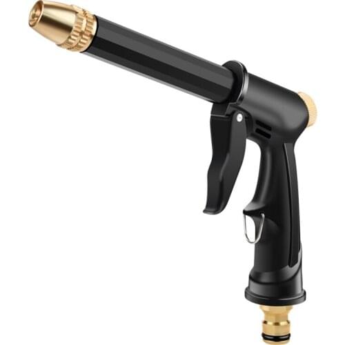 Long Rod Garden Hose Nozzle High Pressure 360° Rotaing Brass Metal Water Adjustmen Sprayer Gun for Car Washing Garden Watering