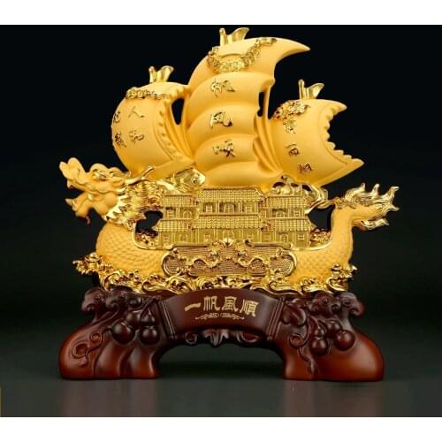 Resin feng shui Dragon Boat statue Sculpture crafts Company housewarming gifts office wine cabinet home decoration accessories