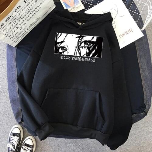 Cool Eyes Black And White Illustration Printed Man Sweatshirt Korean Trend Hoodies Mens Korean Oversize Sweatshirts Male Hoodie