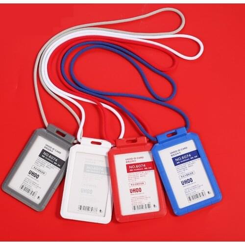 Work Card Holders With Rope Name Badge Holder Crystal Transparent Exhibition ID Card with Lanyard For Student Staff