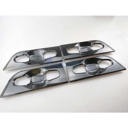 For Toyota Alphard VELLFIRE 30 2016-2019 Carbon Fiber Look Exterior Handle Bowl Trim Grab Garnish Moulding Panel Accessories