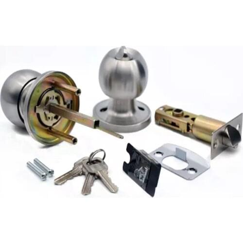 Stainless Rotation Round Door Knobset Handle Entrance Passage Lock With Key for Household Bedrooms Living Rooms Bathrooms