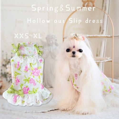 XXS Pet Clothes Small Dog Dress Summer Puppy Costume Slip Floral Cute Yorkshire Pomeranian Teddy Corgi Bichon Shih Tzus Clothing