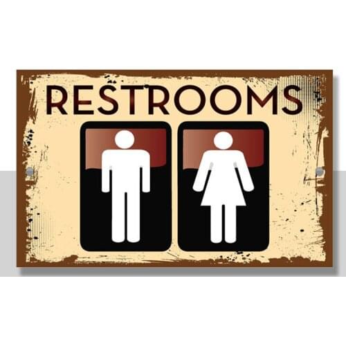 Restrooms Man Woman Novelty Funny Metal Sign 8 in x 12 in