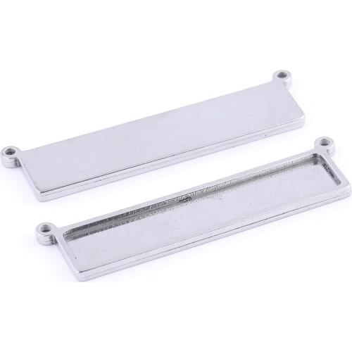 5pcs 10x50mm rectangle cabochon base settings stainless steel pendant trays diy bezel blanks for necklace jewelry making