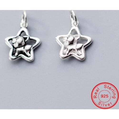 UQBing 15*13*4.5mm How Star Pig Pendant 925 Sterling Silver Charms For Women Wholesale Jewelry Findings Acessories