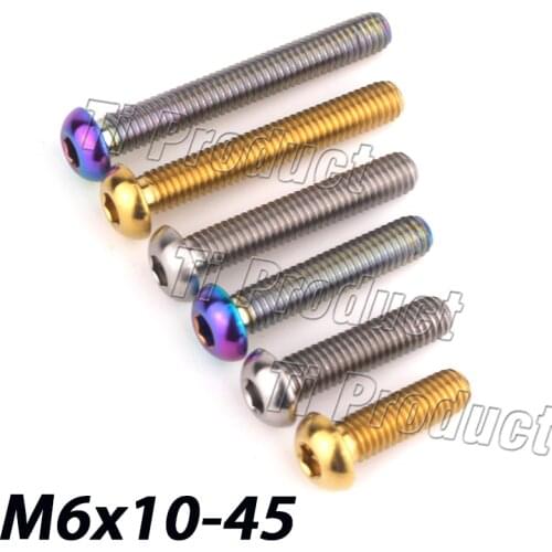 1Pcs Titanium Bolt M6X10 15 20 25 30 35 40 45mm Half Round Head Hex Screw for Road Bike Motorcycle Refit Titanium Screws