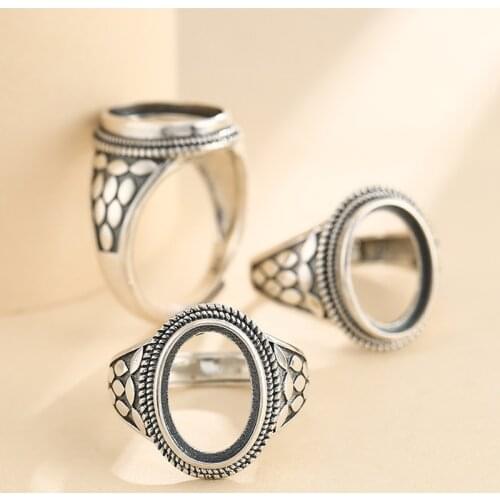 10*14mm 925 STERLING SILVER men Semi Mount Bases Blanks base blank Pad ring Setting wedding jewelry findings diy A5904