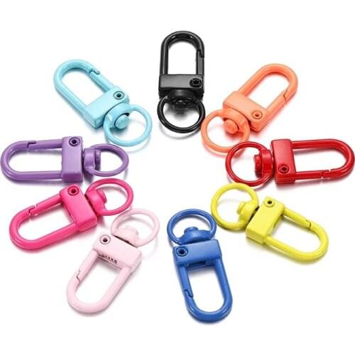 10Pcs/lot Colorful Key Chain Ring Metal Lobster Clasp DIY Jewelry Making Findings Accessories Hook Clips For Keychain Hooks