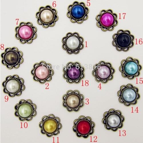 14mm mix 18 colors Flower shape flatback round ABS Pearl Bead DIY handmade jewelry Accessories,Scrapbook Craft Flatback Beads