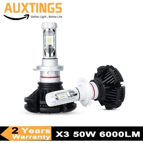 2pcs X3 led headlight Kit 50W 6000LM H4 H7 LED Car Headlight 3000K/6500K/8000K H1 H11 9005 HB3 9006 HB4 Auto LED fog Lamp bulb