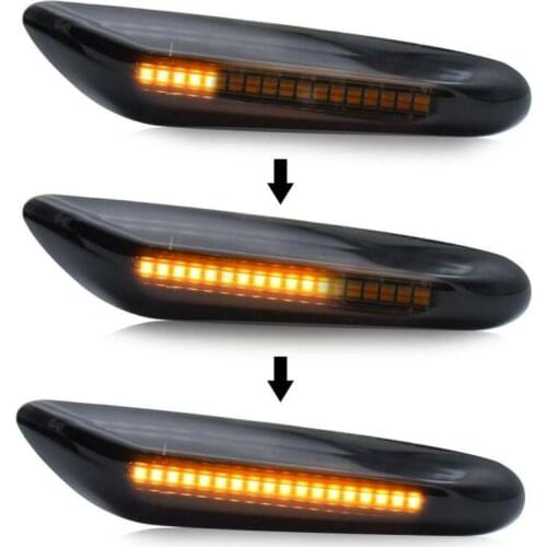2pcs LED Dynamic Smoke Side Marker Lights Turn Signal Indicator Mirror Flashing Repeater Blinker For BMW E90 E92 E60 E87 E82