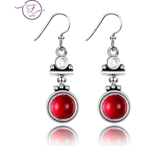 2019 Womens Earrings Bohemia India Jewelry 7MM 925 Silver Wedding Party Fashion Drop Earrings Wholesale Jewelry Birthday Gifts