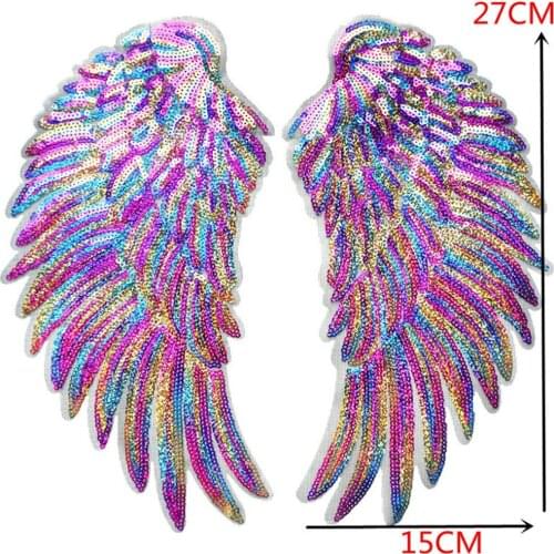 2x Glitter Sequins Patch DIY Coloful Angel Clothes Sew-on Applique Sticker