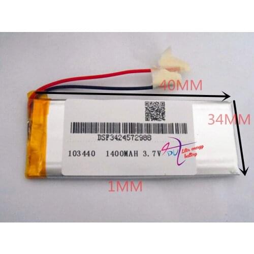 3.7 V 103440 lithium-ion polymer battery 1400 mah vehicle traveling data recorder LED speakers