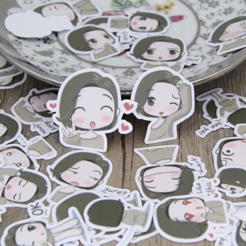 40cs Waterproof Cartoon Sweet Girl DIY Scrapbooking Stickers Girls Decorative Paper for Crafting Decorating Stationery Supplier