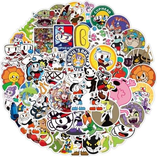 50Pcs Classic Game Cuphead Stickers For DIY Laptop Scrapbooking Graffiti Diary Label Stationery Decor Sticker