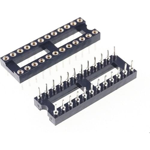 500pcs 0.100" 2.54mm Pitch IC socket Narrow 24 Position 2x12 Pin machine Pin Row spacing 7.62mm plate DIP Through hole solder