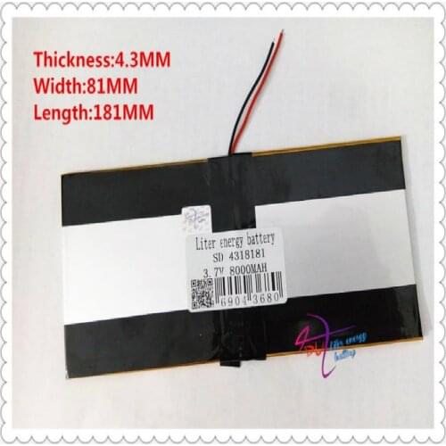4318181 3.7V 8000mAH SD 4381180 ( polymer lithium ion / Li-ion battery ) for tablet pc M9 pro 3g / max M9 quad core