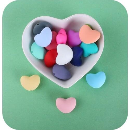 20Pcs Silicone Beads Baby Chewbeads Oral Care Teething Beads DIY Jewelry Making Heart Shaped Teether For Teeth Baby Accessories