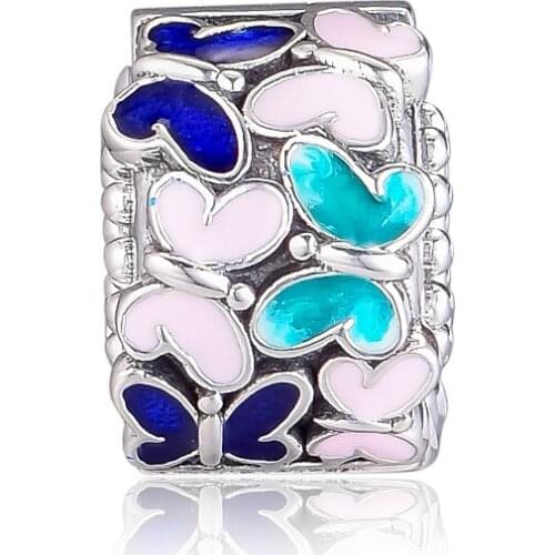 CKK Fit Pandora Bracelet Charms 925 Sterling Silver Butterfly Arrangement Clip Stopper Beads DIY Jewelry Making Kralen Wholesale