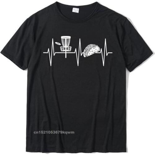 Disc Golf Shirt Funny Taco Lover Heartbeat Disc Golfer T-Shirt Cotton Print Tops T Shirt Dominant Mens T Shirt Printed