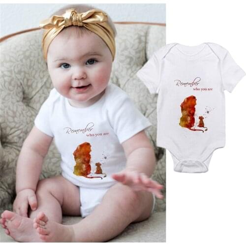 Summer Newborn Infant Baby Boys Girls Rompers Jumpsuits Playsuits Onepiece White Simba Lion King Printed Toddler Baby Clothing