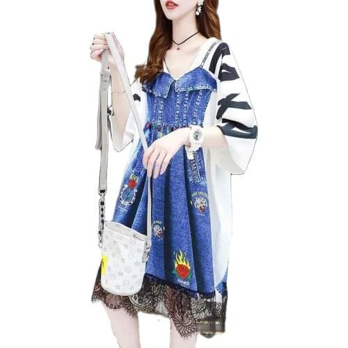 HOT Fashion Mid-Length Dresses For Women 2021 Summer New Korean Version Plus Size Womens Short-Sleeved T-Shirt Dress