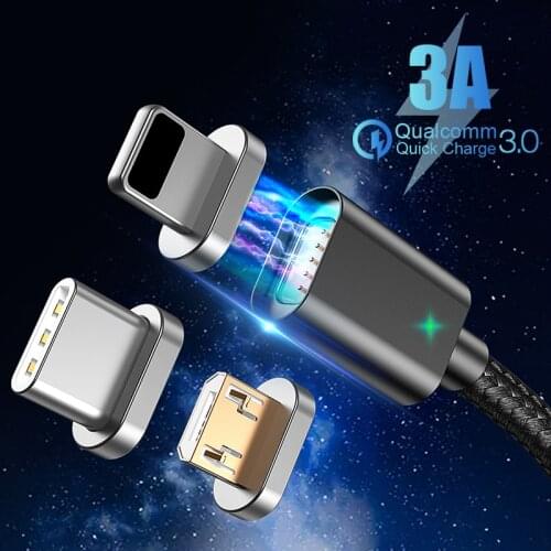 3A Magnetic Fast Charging Cable Micro USB Type C Mobile Phone USB C Data Sync Wire For iPhone 11 12 Pro Max Xiaomi 11 Huawei P40