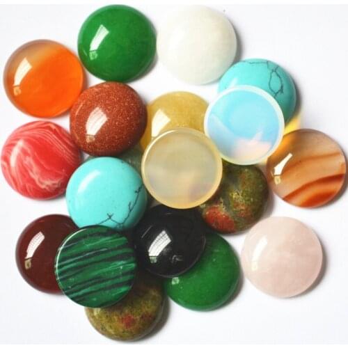 Fashion Mixed Onyx Opal Malachite Tiger Eye Natural Stone Round CAB Cabochons 20MM*20MM 20PCS Hot 2020 New High Quality