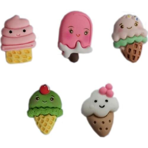 Cartoon Figurines Cartoon ice Cream Lolly Charms Flat Back Glue Setting Embellishments Scrapbooking Diy Jewelry Decoration
