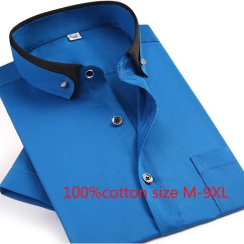 2019 New Arrival Mens Fashion 100%cotton Super Large Men Extra Casual Shirts Turn-down Collar Solid High Quality Plus Size M-9XL