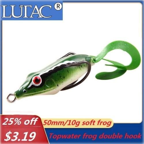 LUTAC soft plastic fishing lures frog small double hook wobbler lures topwater frog lures China gear
